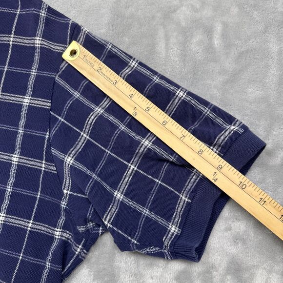 VTG Polo Ralph Lauren Men’s XL Navy Blue White Plaid Short Sleeve Polo Made USA - Picture 5 of 7